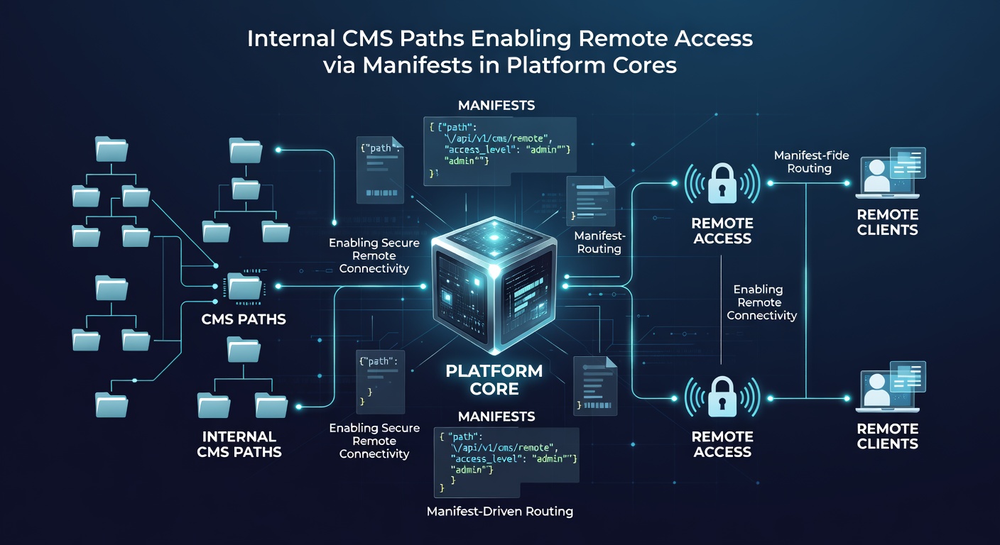 Screenshot of a platform core manifest file displaying internal path mappings for remote interface activation