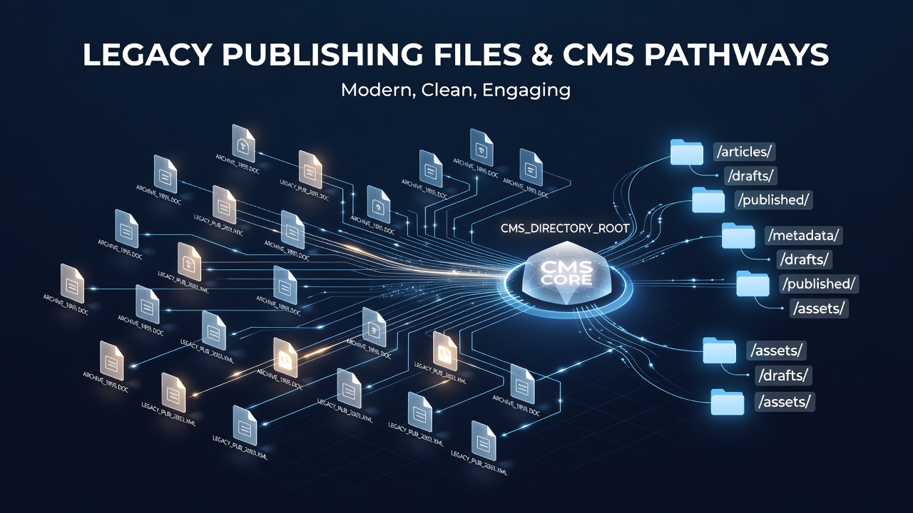 Diagram showing legacy publishing file locations across typical CMS directory layers