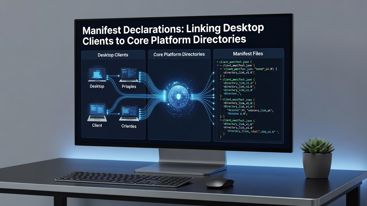 Flowchart illustrating how manifest declarations route desktop client requests through platform directory layers