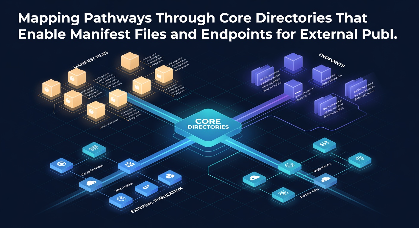 Flowchart illustrating how external publishing tools traverse CMS directories to reach manifest files and active endpoints