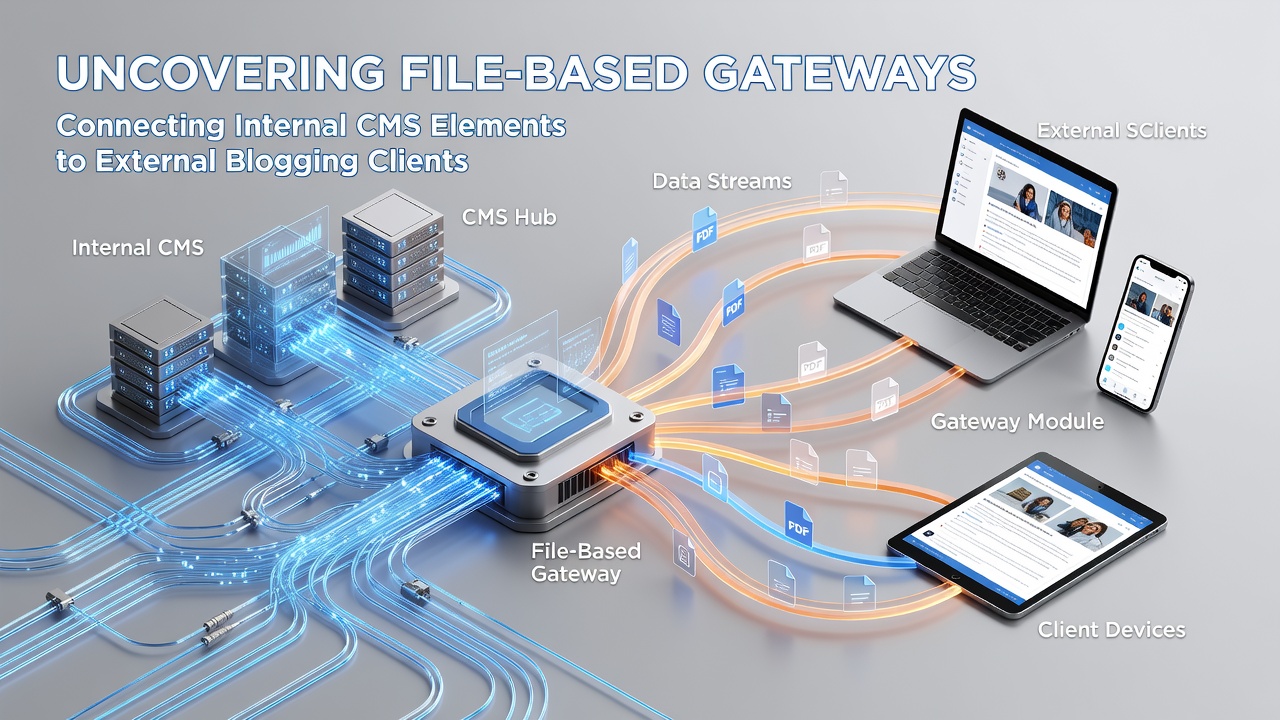Screenshot of a CMS directory listing highlighting files that serve as gateways to external publishing clients